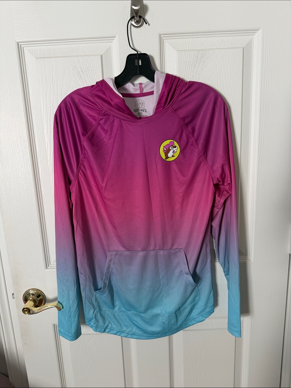 BUCEES Women's Gradient Hooded Swim Shirt - Pink to Blue UPF size medium